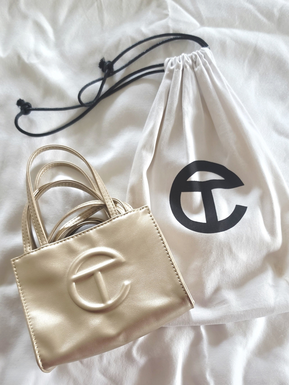 Telfar Mini Shopping Bag in Metallic Gold